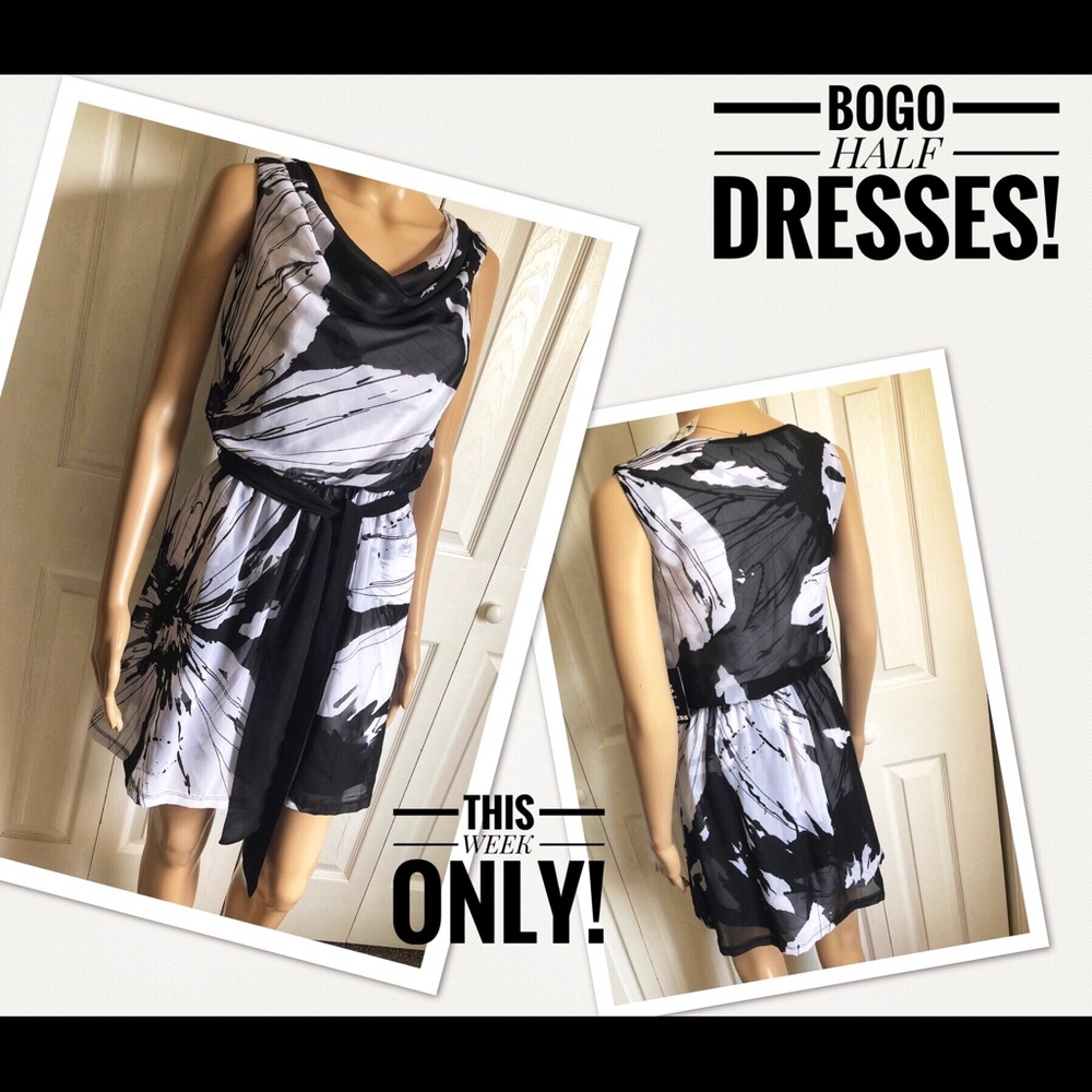 NWT EXPRESS XS ABSTRACT MOD COWL DRESS NEW!